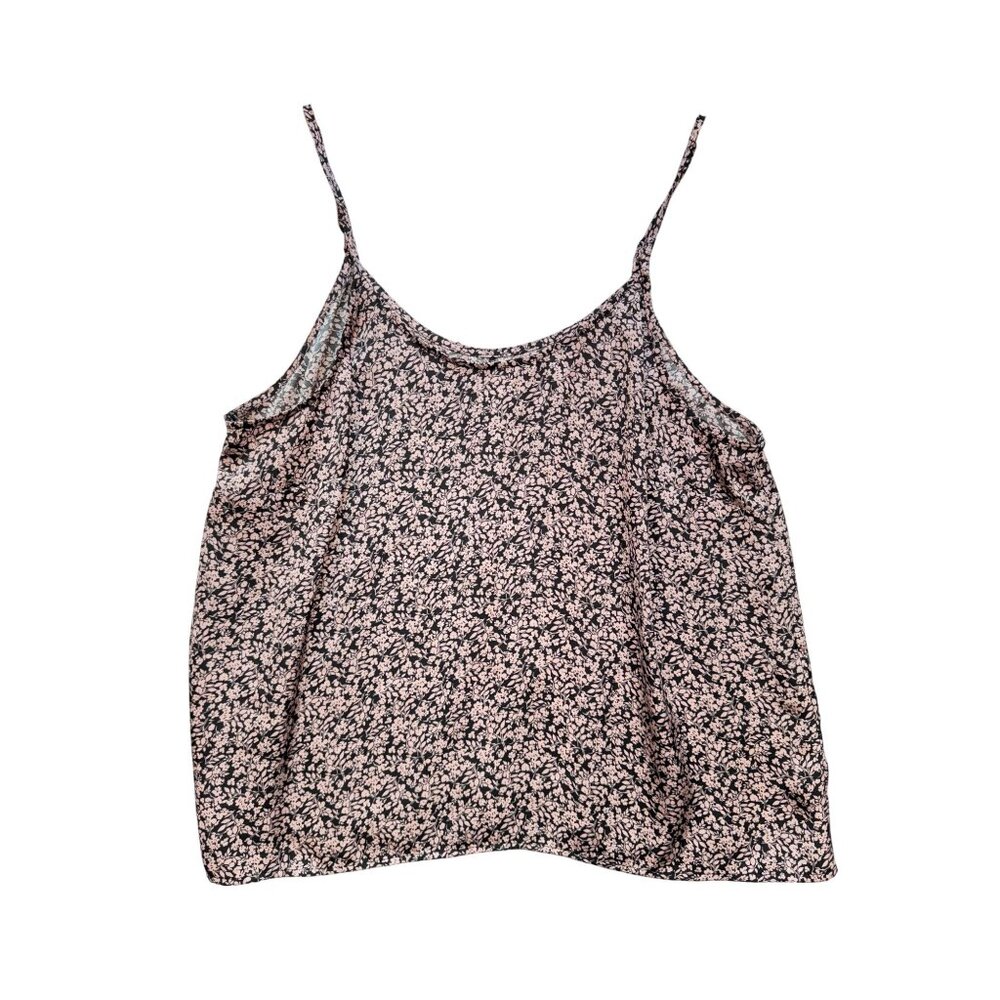 Nordstrom Rack Womens Camisole Tank Top Size XL Black Pink Floral Casual Boho